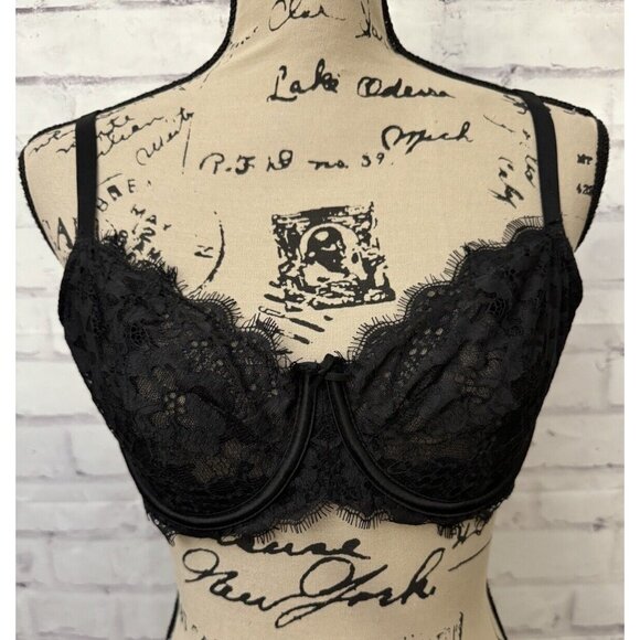 Victoria’s‎ Secret Size 36D Dream Angels Push Up Without Padding Black bra lace - Picture 1 of 9